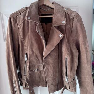 Genuine leather/suede tan/camel moto jacket